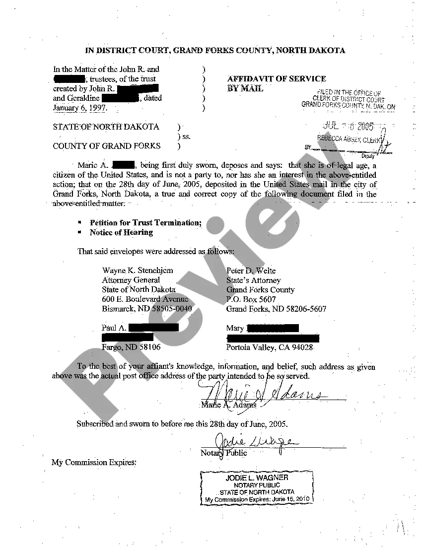 Get A05 Notice of Hearing for Termination of Trust Preview A05 Notice of Hearing for Termination of Trust