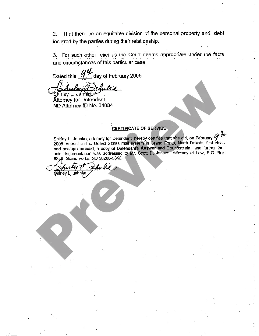 Preview A02 Answer of Defendant and Counterclaim