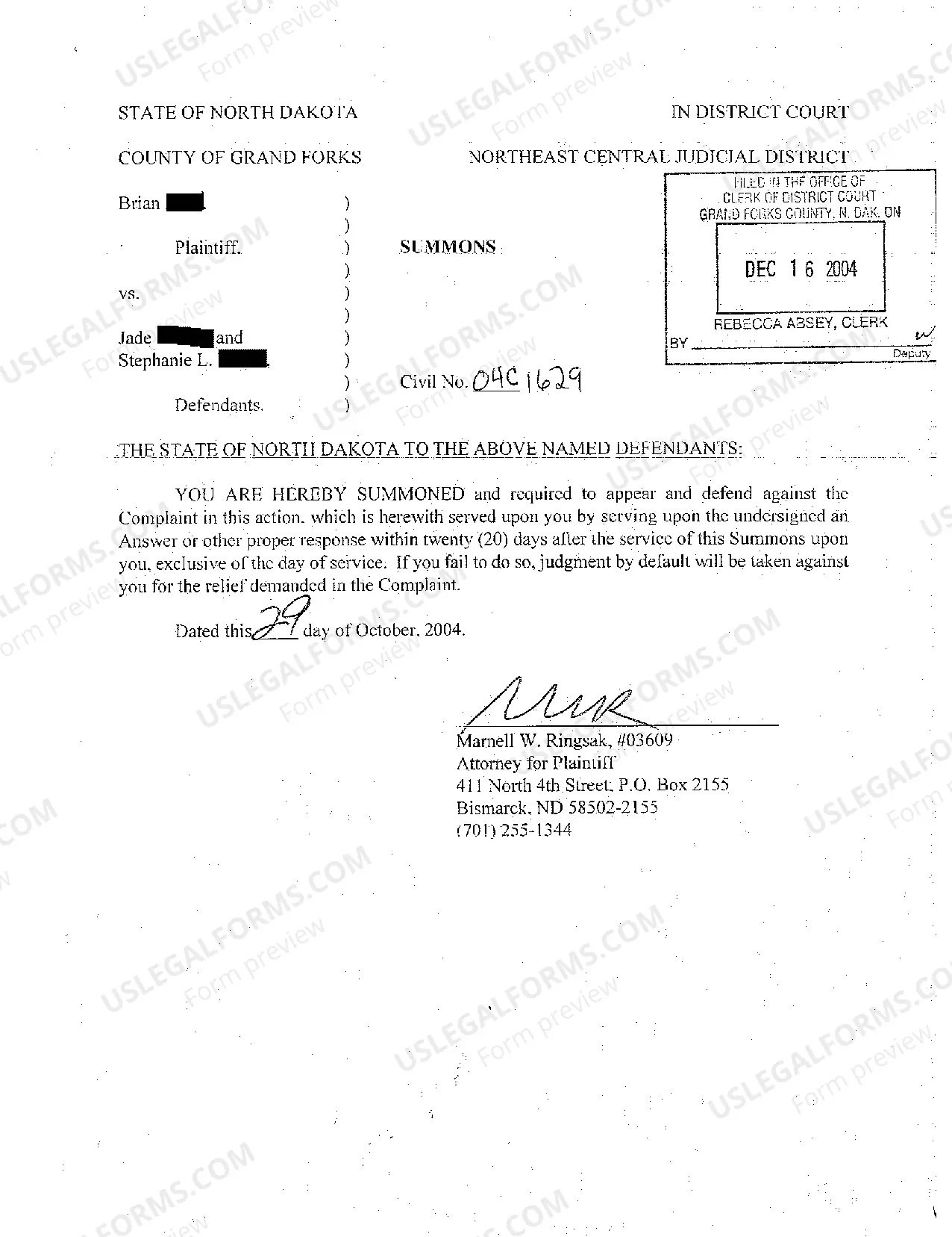 Preview A01 Complaint for Personal Injury Due to Negligent Operation of Motor Vehicle