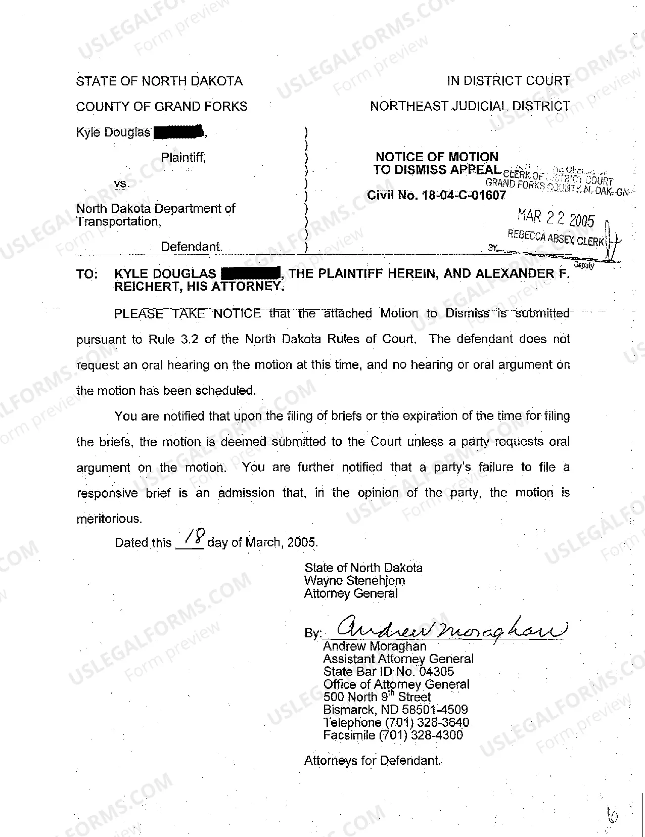 Preview A02 Motion to Dismiss Appeal by Defendant Department of Transportation