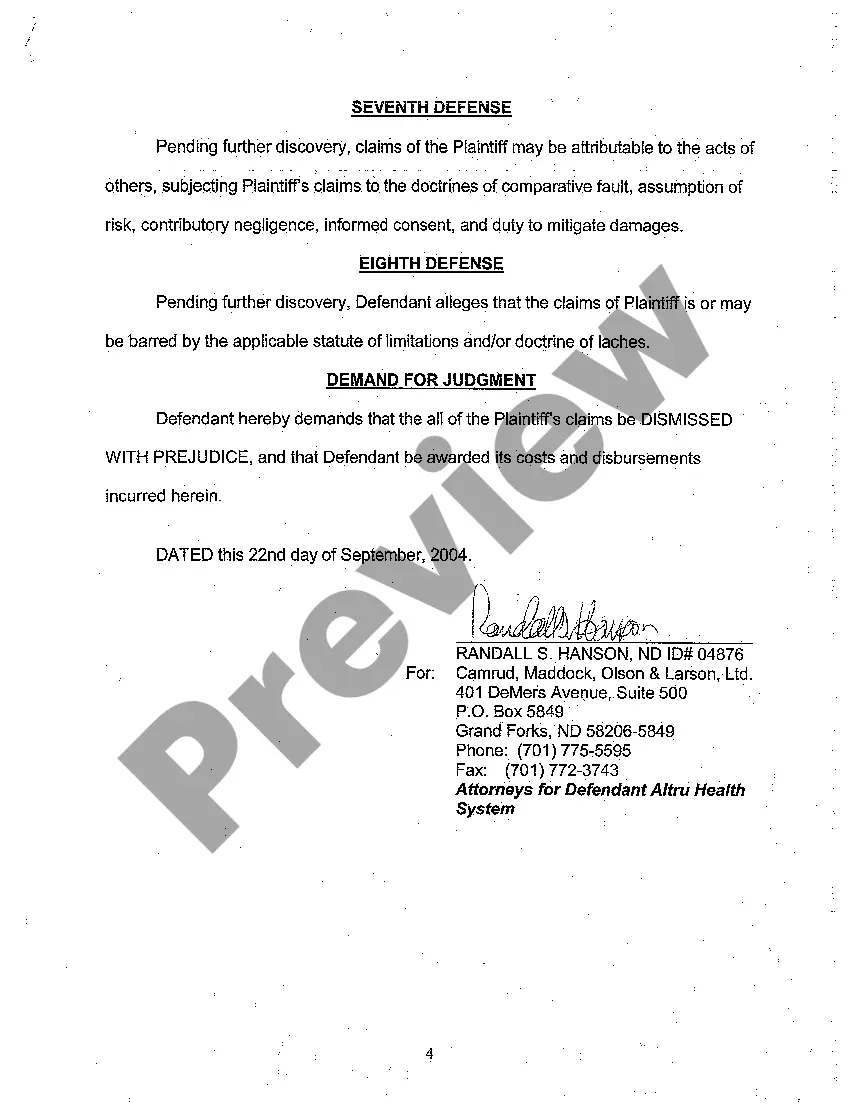 Preview A02 Answer of Defendant