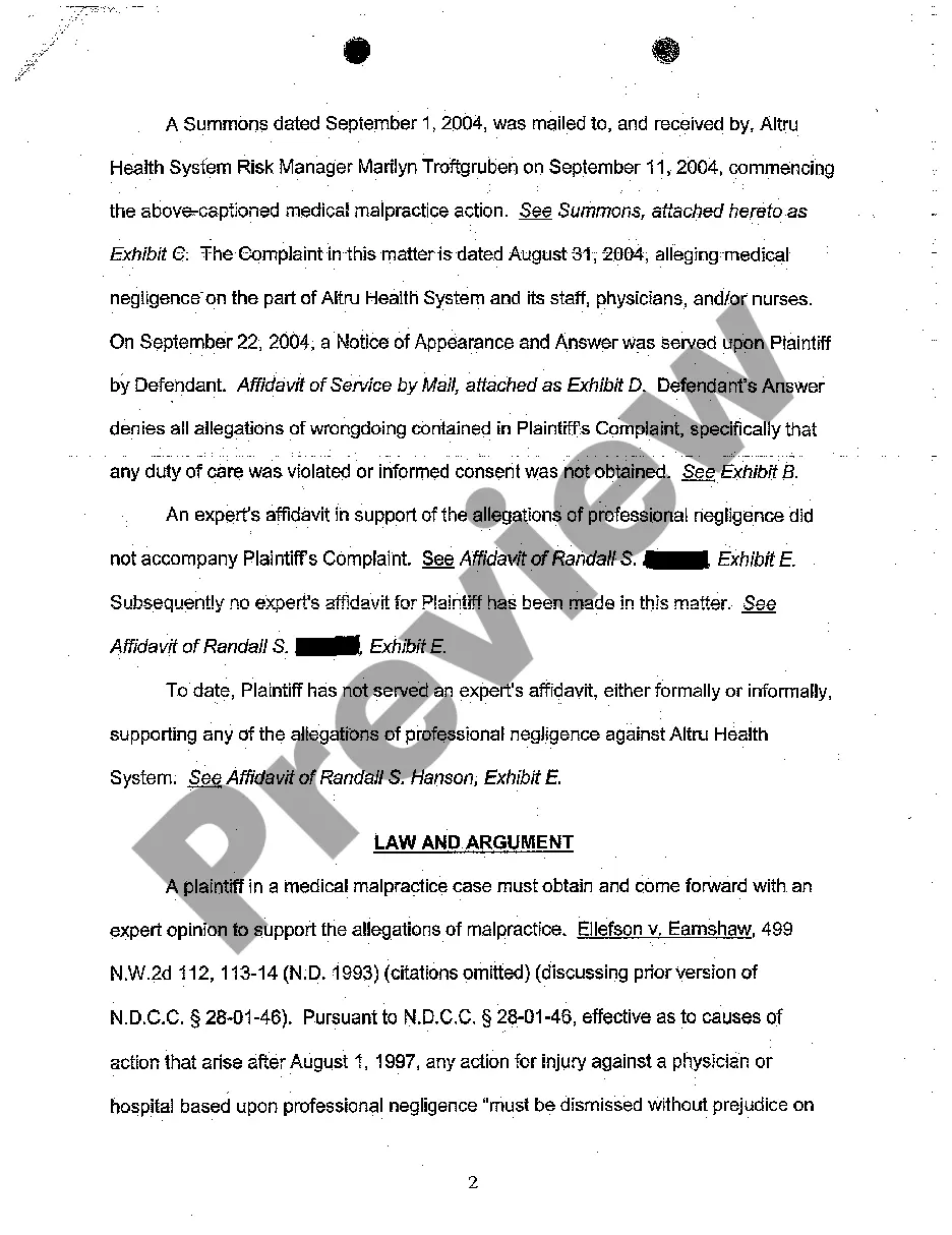 Preview A04 Brief in Support of Motion for Summary Judgment to Dismiss Claim