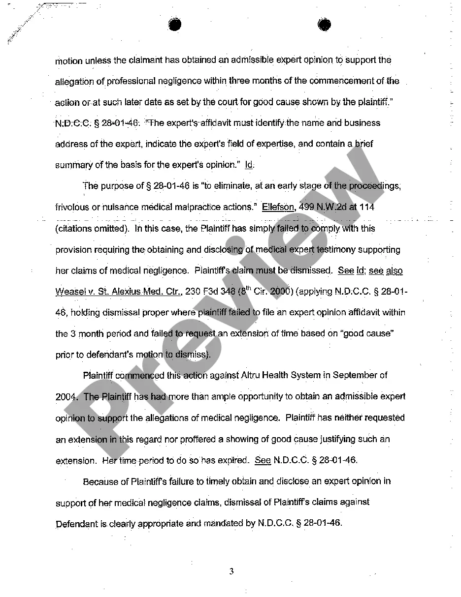 Preview A04 Brief in Support of Motion for Summary Judgment to Dismiss Claim