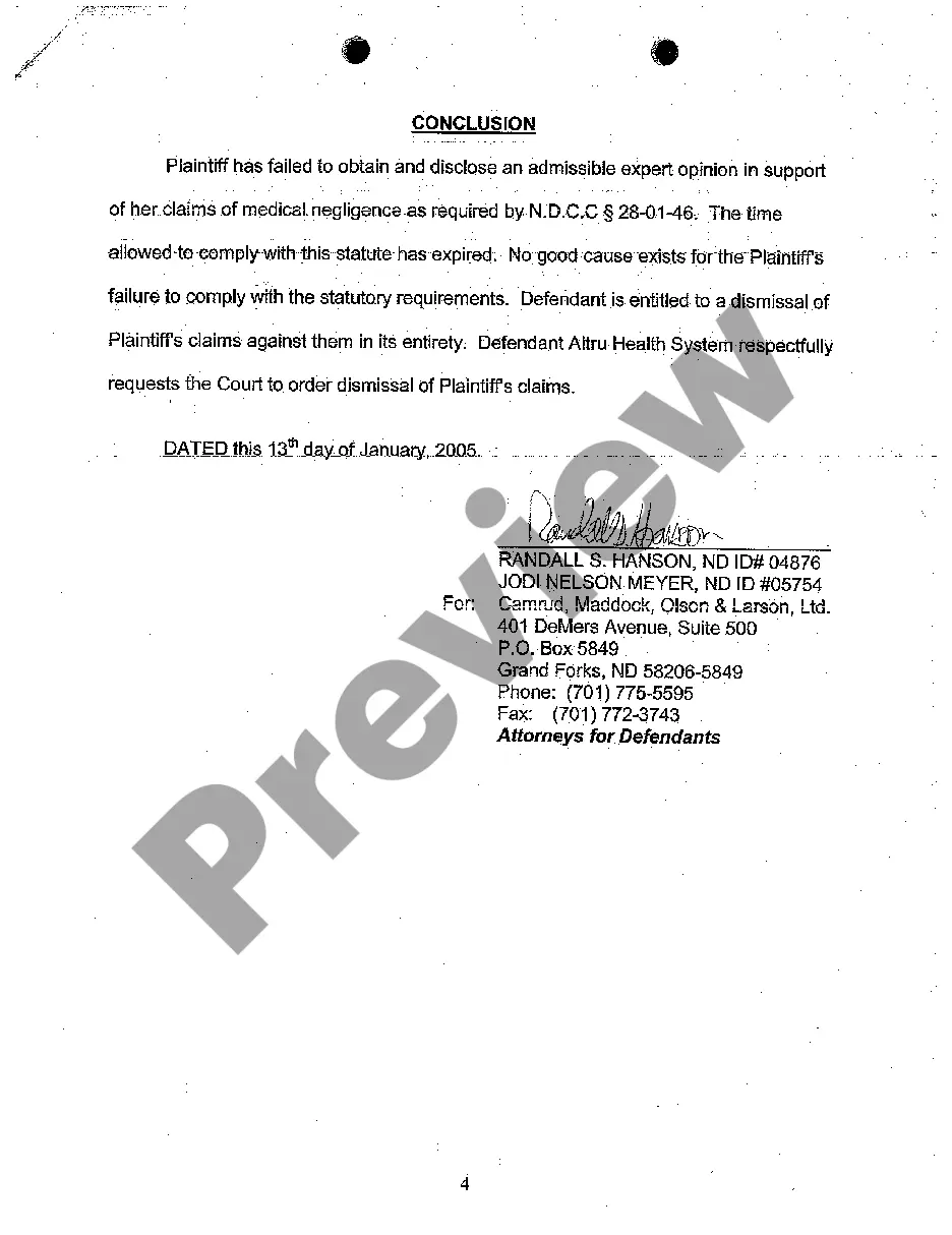 Preview A04 Brief in Support of Motion for Summary Judgment to Dismiss Claim