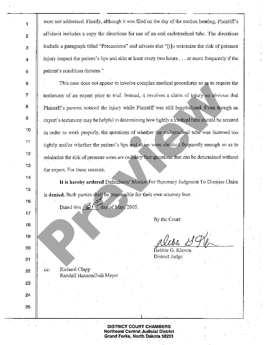 Preview A07 Order Denying Motion for Summary Judgment to Dismiss Claim