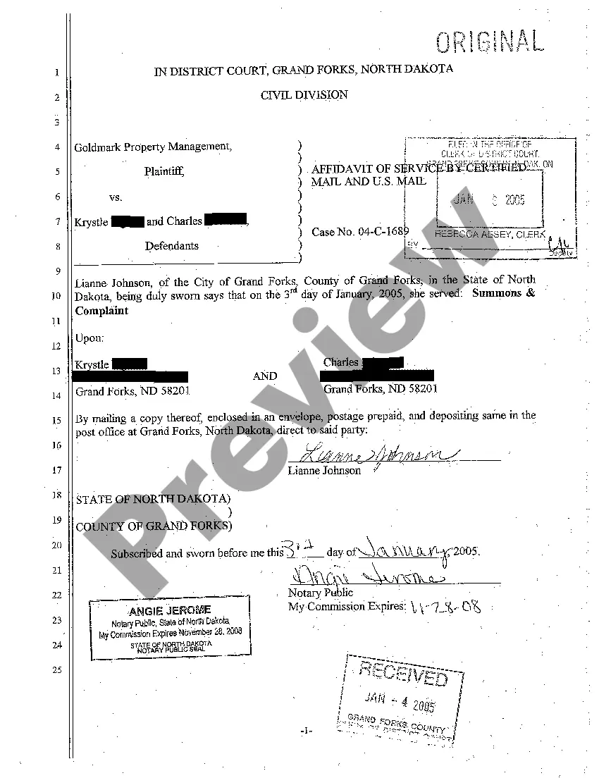 Preview A01 Complaint for Breach of Lease Agreement Seeking Eviction