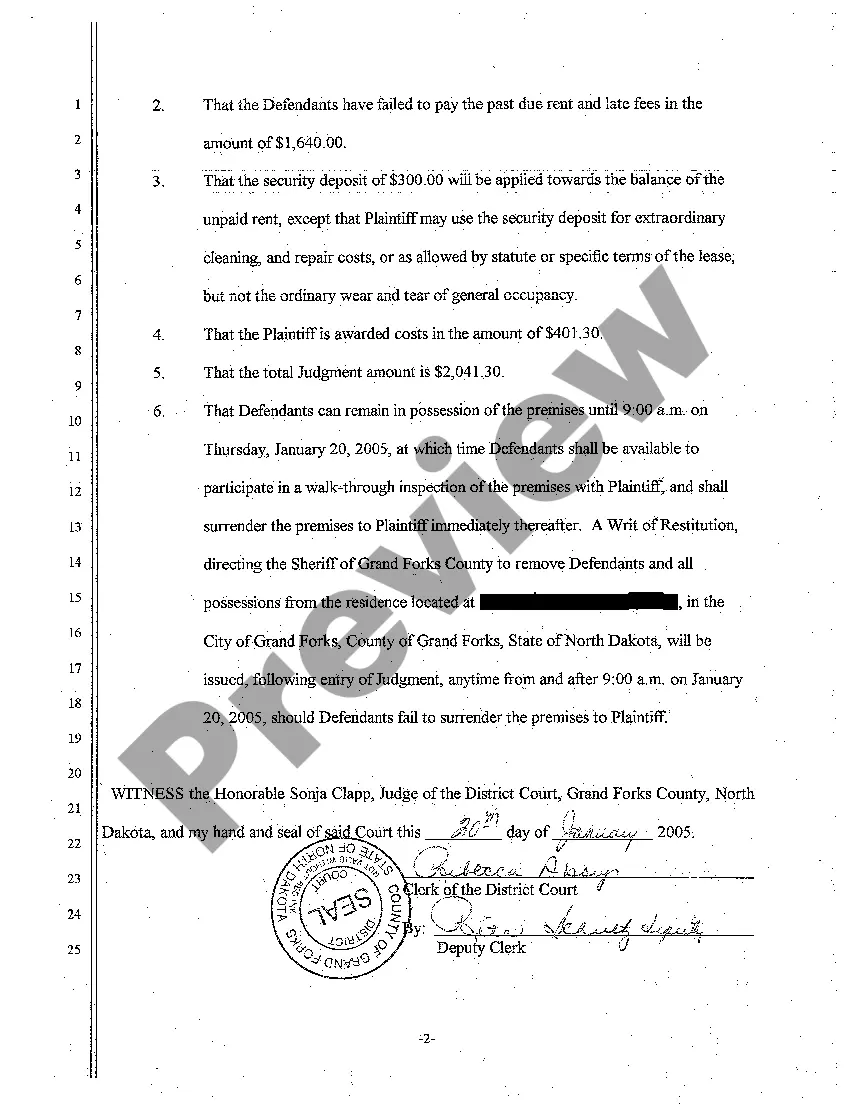 Preview A03 Judgment Granting Leased Premises to Plaintiff and Ordering Defendant to Pay Past Due Rents