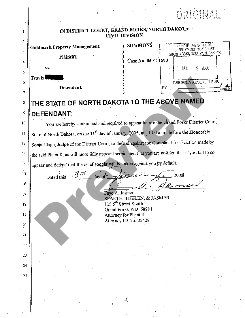 Get A01 Complaint for Breach of Lease Agreement Seeking Eviction Preview A01 Complaint for Breach of Lease Agreement Seeking Eviction