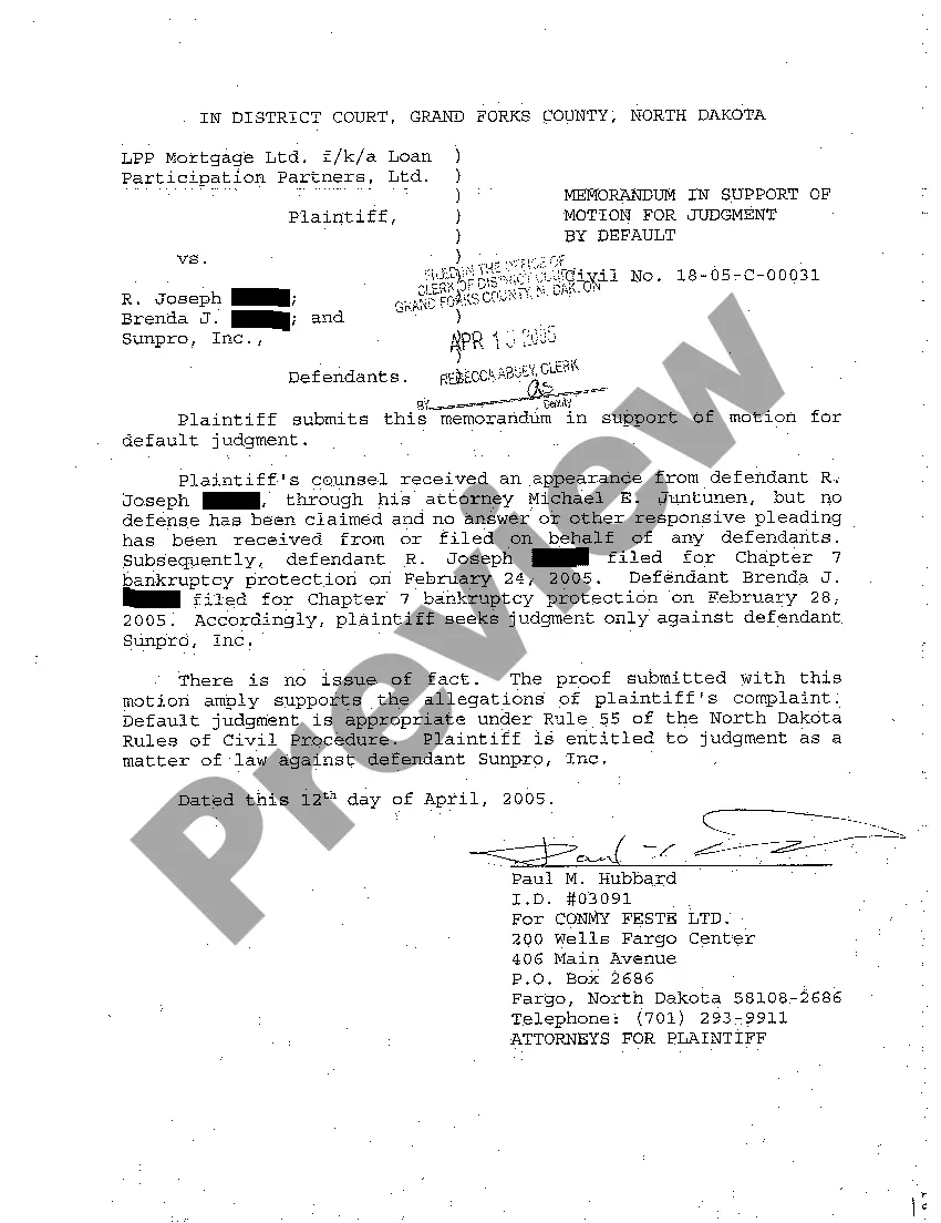 Preview A03 Notice of Motion and Motion for Judgment by Default Rule 3.2