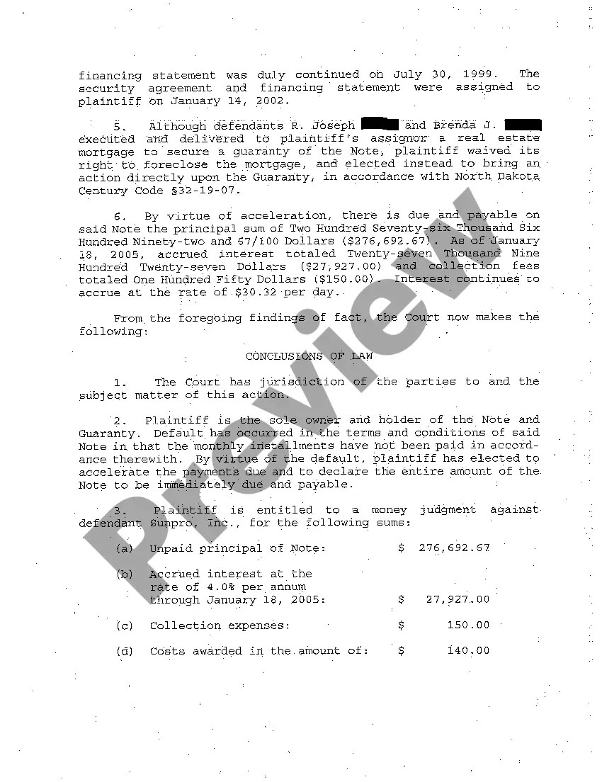 Preview A04 Findings of Fact, Conclusions of Law, and Order for Judgment