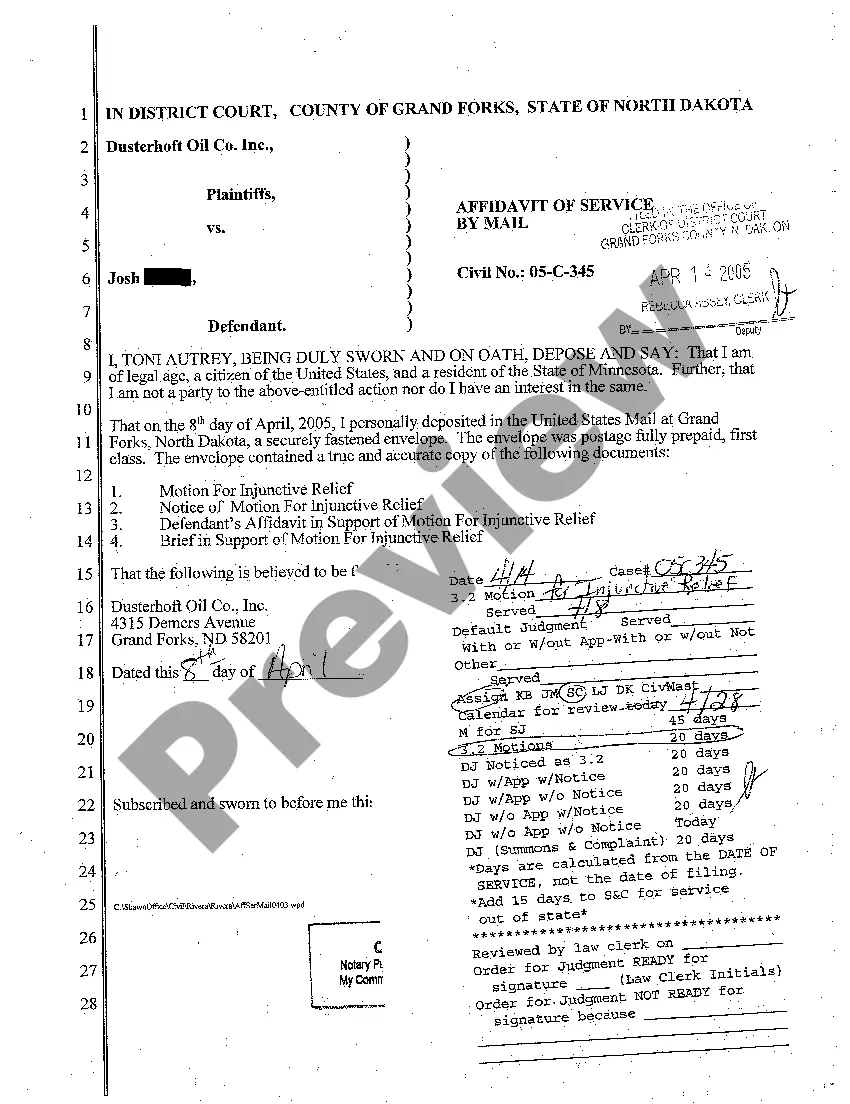 Preview A07 Motion for Injunctive Relief Requesting Plaintiff to Release Defendant's Vehicle