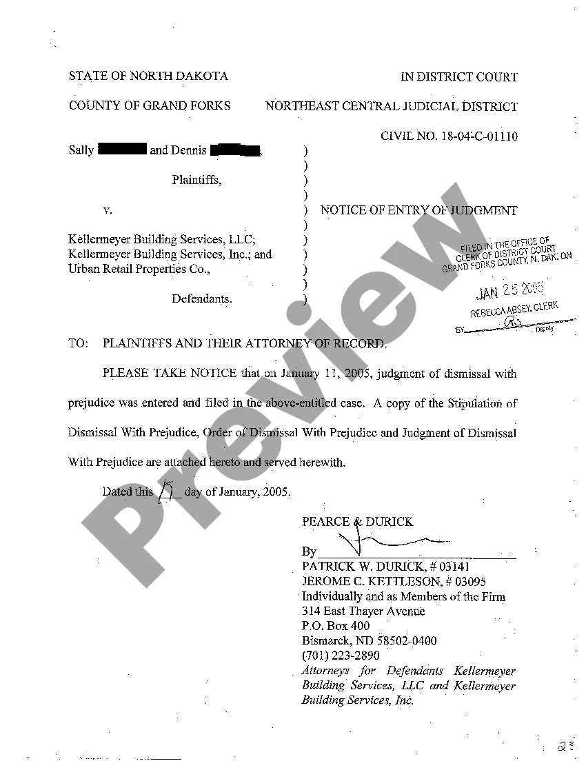 Preview A11 Judgment of Dismissal with Prejudice