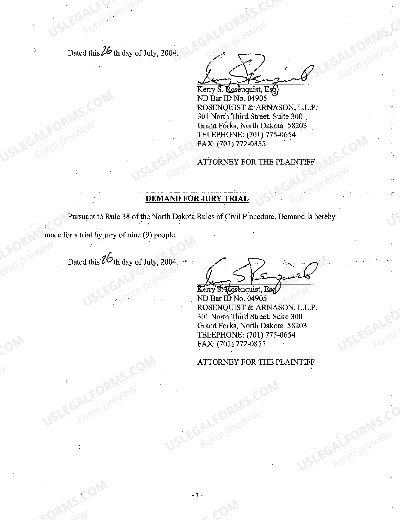 Preview A01 Complaint for Personal Injury for Pedestrian by Car in Parking Lot