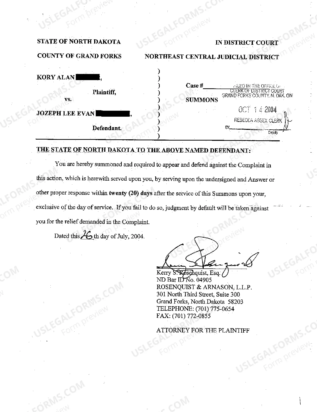 Preview A01 Complaint for Personal Injury for Pedestrian by Car in Parking Lot