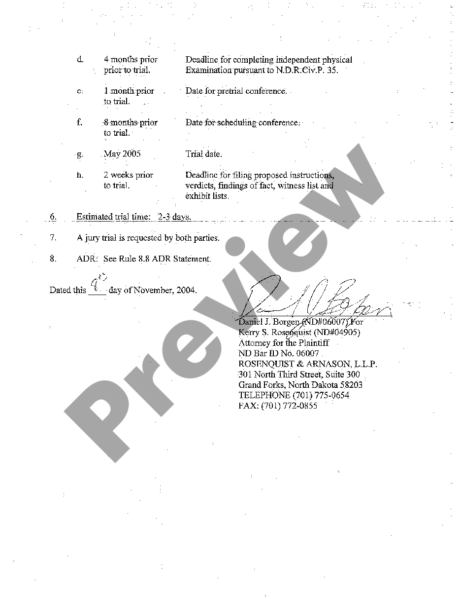 page 1 A06 Plaintiff's Scheduling Statement preview