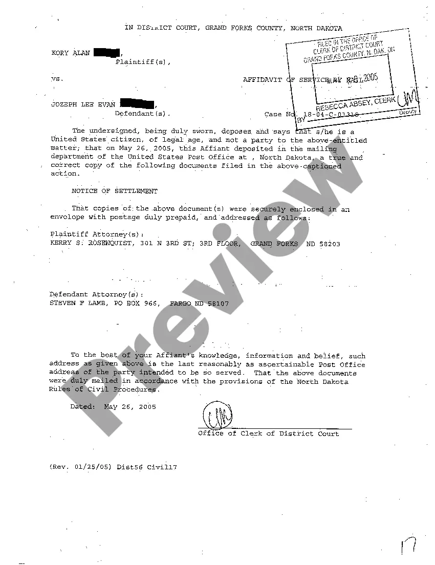 Preview A09 Notice of Settlement