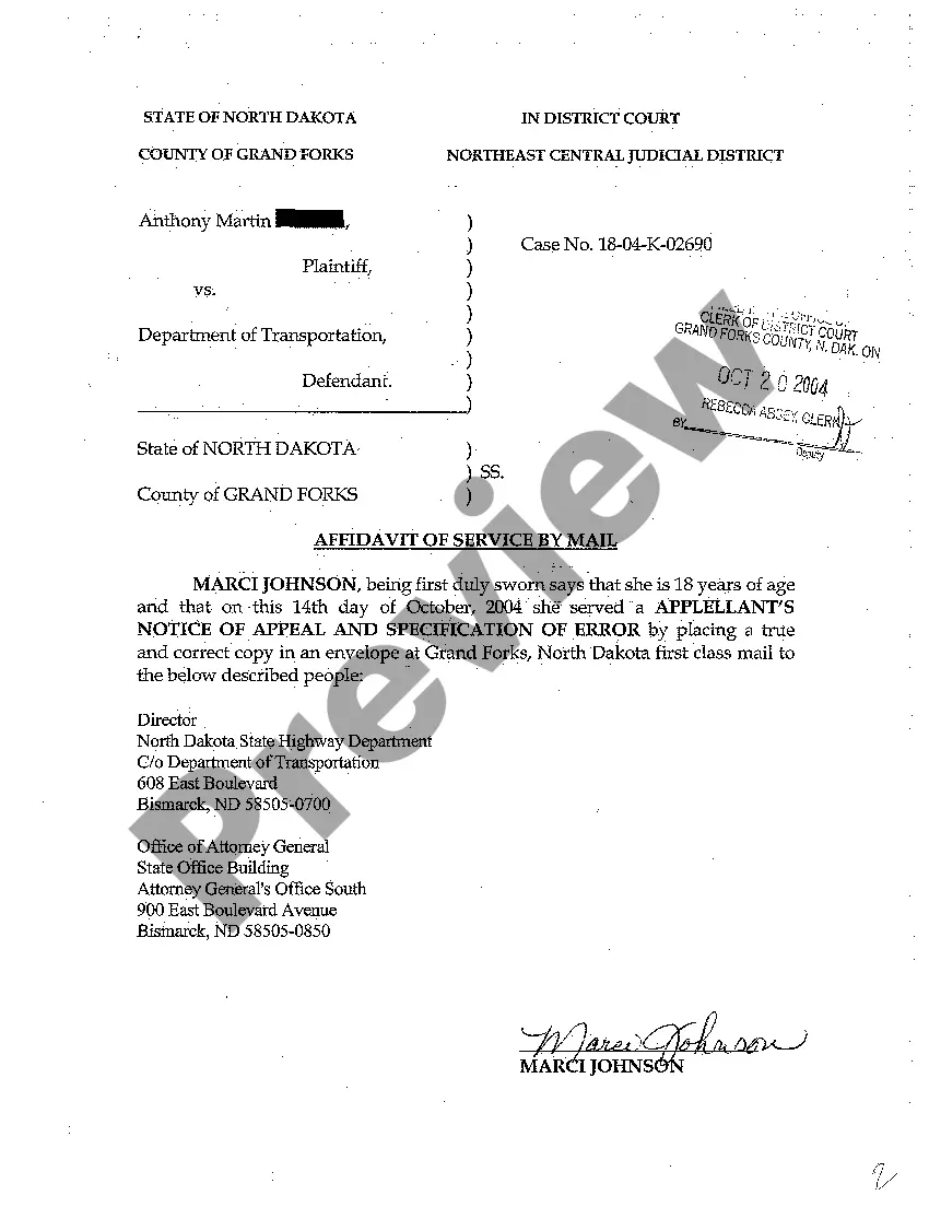 Get A01 Appellant's Notice of Appeal and Specification of Error Preview A01 Appellant's Notice of Appeal and Specification of Error