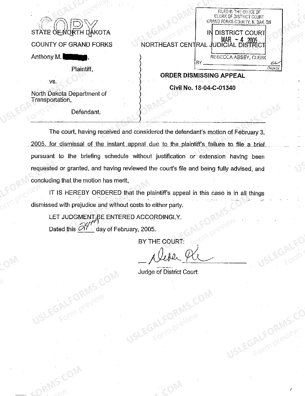 Preview A06 Order Dismissing Appeal