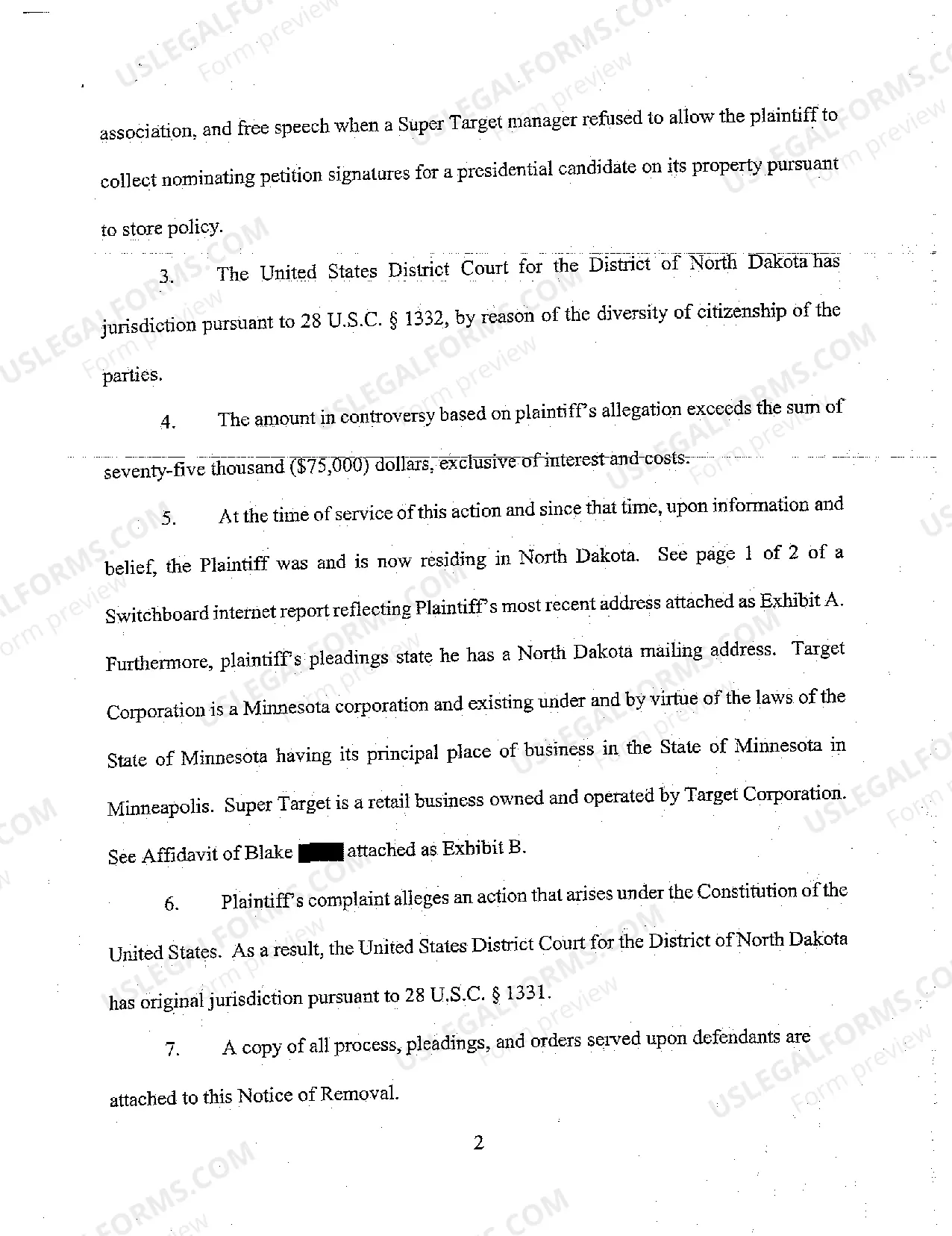 Preview A02 Notice of Removal from State Court to United States District Court