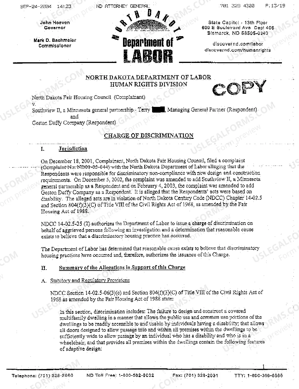 Preview A01 Complaint for Discriminatory Housing Practices Against Designer of Subdivision