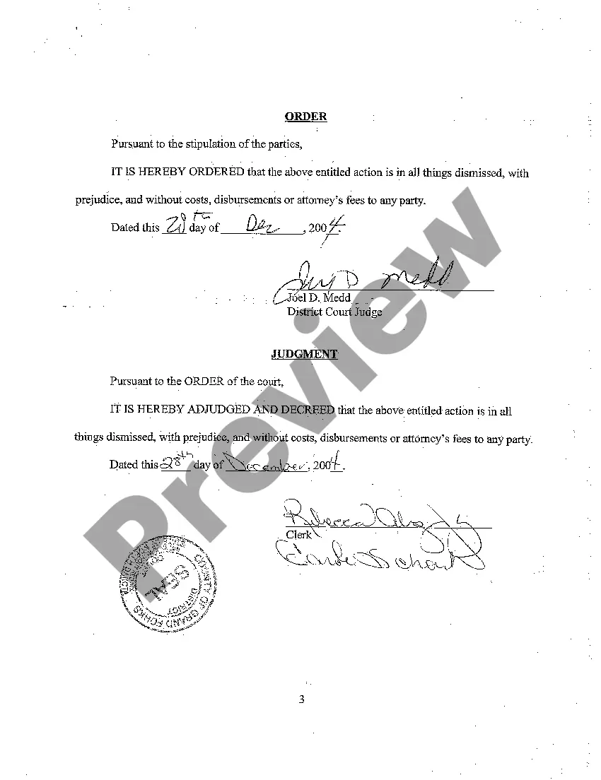 Get A07 Stipulation, Order, and Notice of Dismissal with Prejudice Preview A07 Stipulation, Order, and Notice of Dismissal with Prejudice