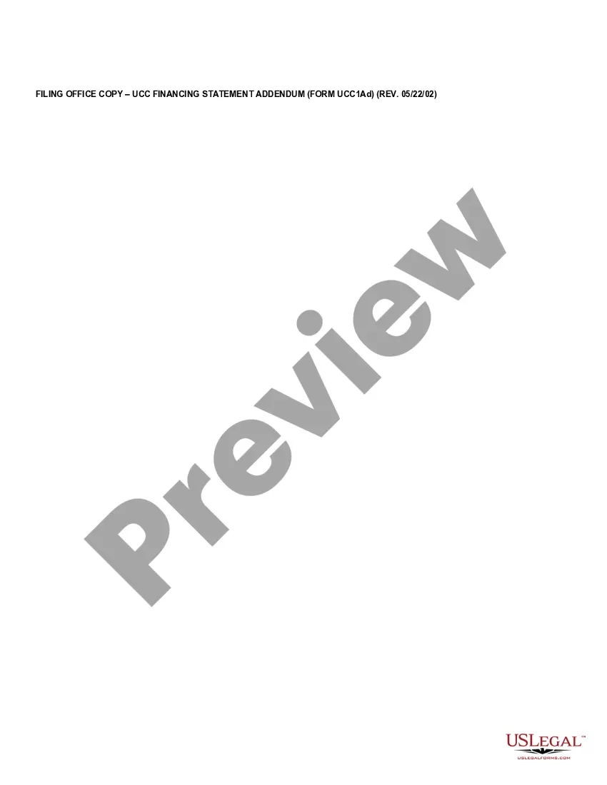 Preview North Dakota UCC1 Financing Statement Addendum