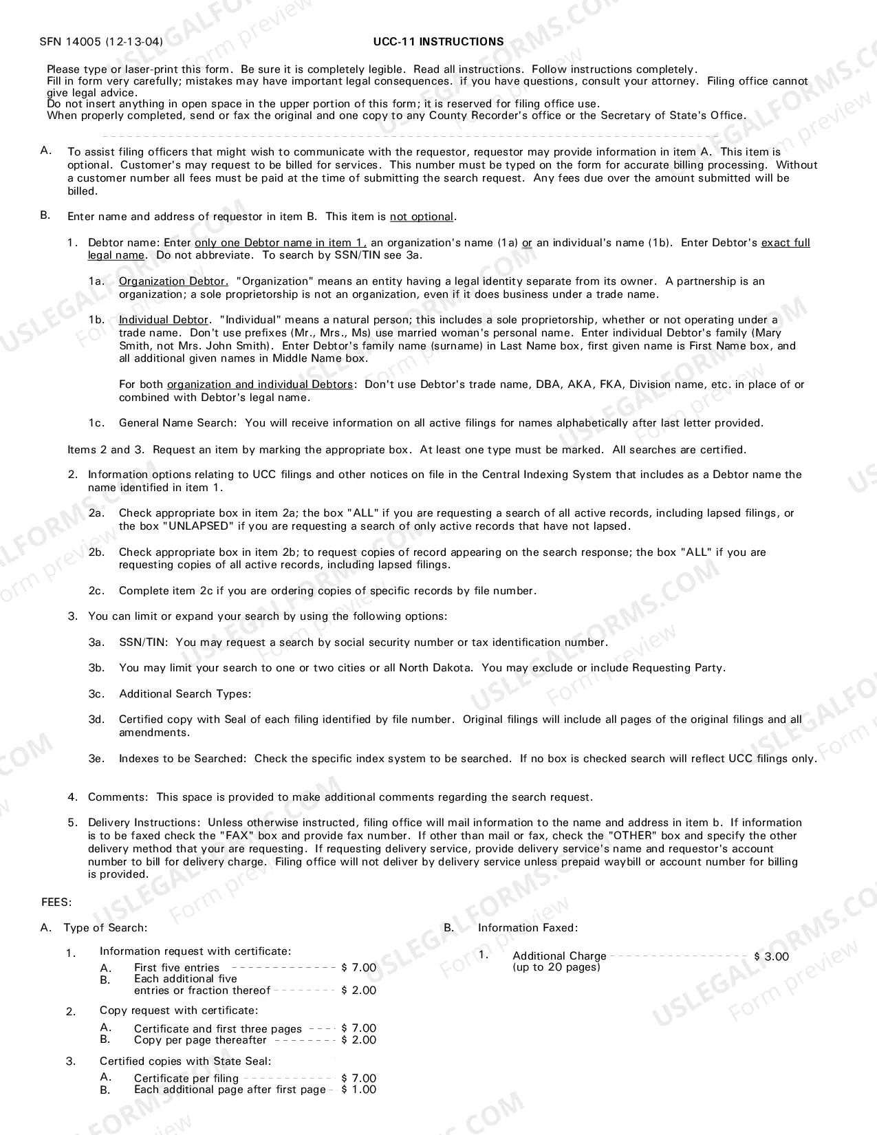 Preview North Dakota UCC11 Request for Information or Copies