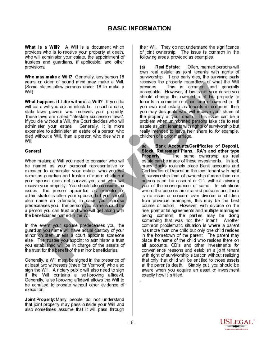 Preview Last Will and Testament for Single Person with Adult and Minor Children