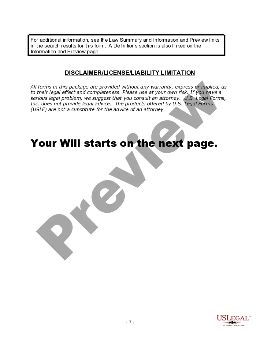 Preview Last Will and Testament for Single Person with Adult Children