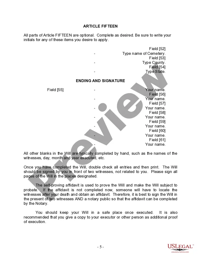 Preview Last Will and Testament for Married person with Minor Children from Prior Marriage