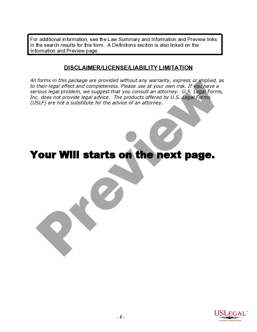 Preview Last Will and Testament for Married person with Minor Children from Prior Marriage