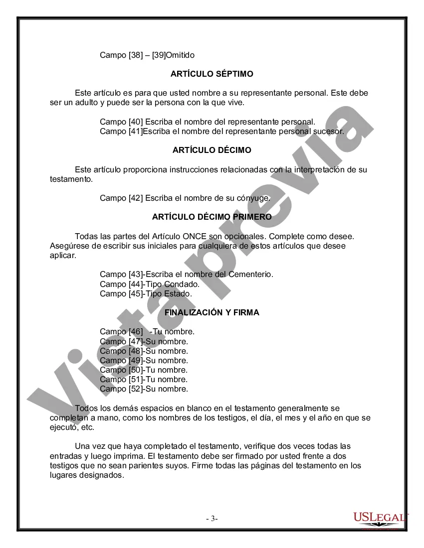 Preview Formulario de última voluntad y testamento legal para una persona casada con hijos adultos de un matrimonio anterior