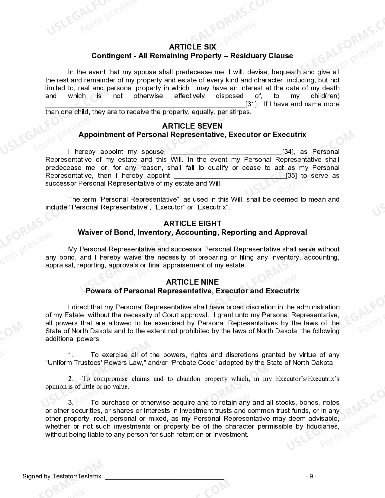 Preview Mutual Wills Package for Married Couple with Adult Children