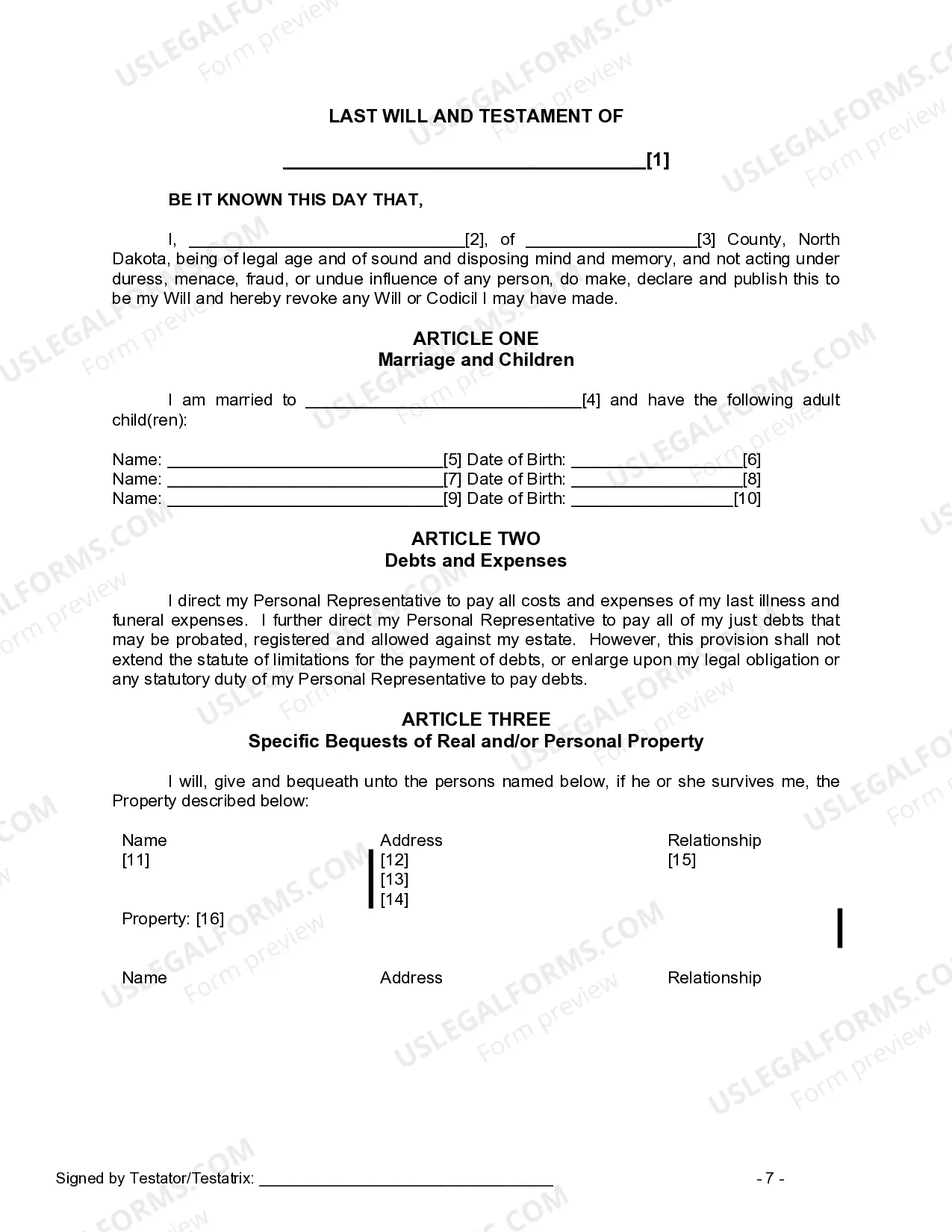 Preview Mutual Wills Package for Married Couple with Adult Children