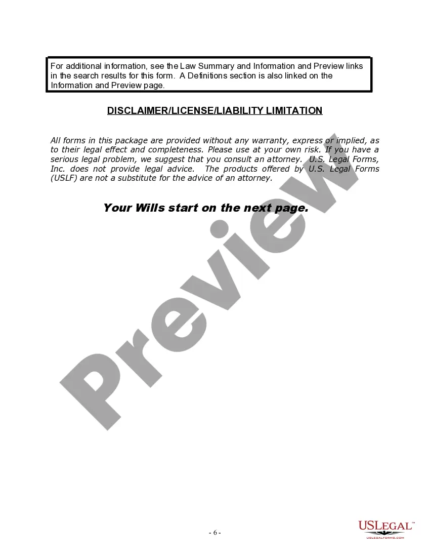 Preview Mutual Wills Package for Married Couple with No Children