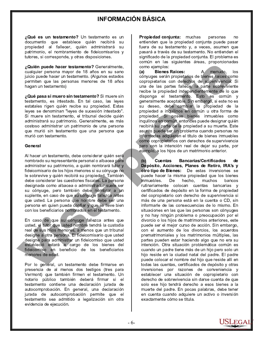 Preview Paquete de Voluntades Mutuas con Últimas Voluntades y Testamentos para Pareja Casada con Hijos Menores