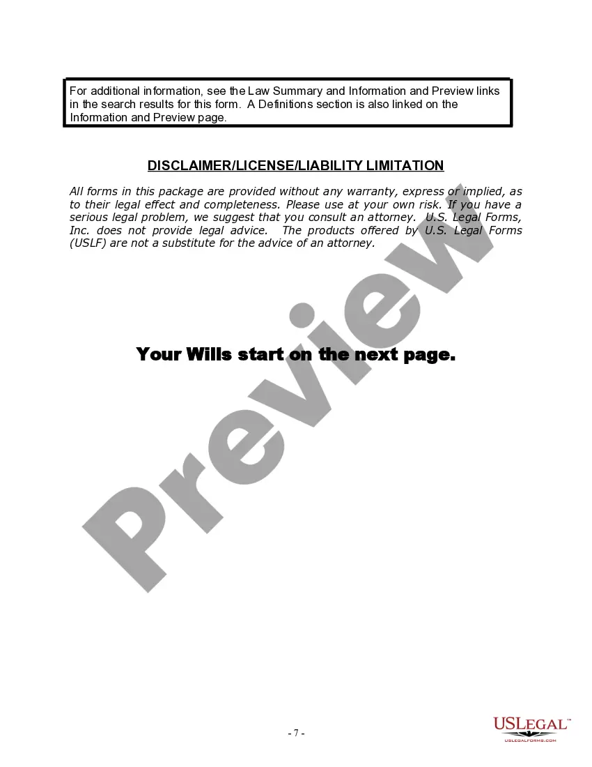 Preview Mutual Wills Package for Married Couple with Minor Children