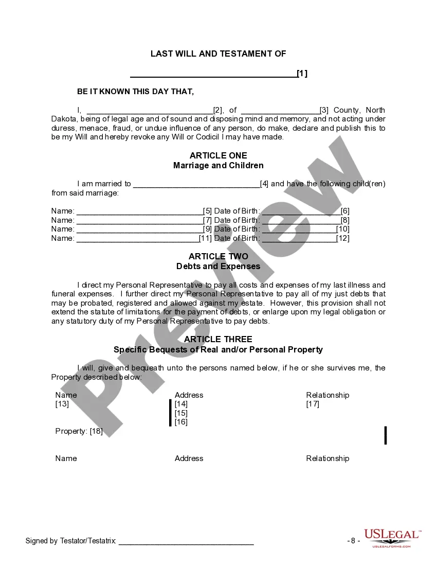 Preview Mutual Wills Package for Married Couple with Minor Children