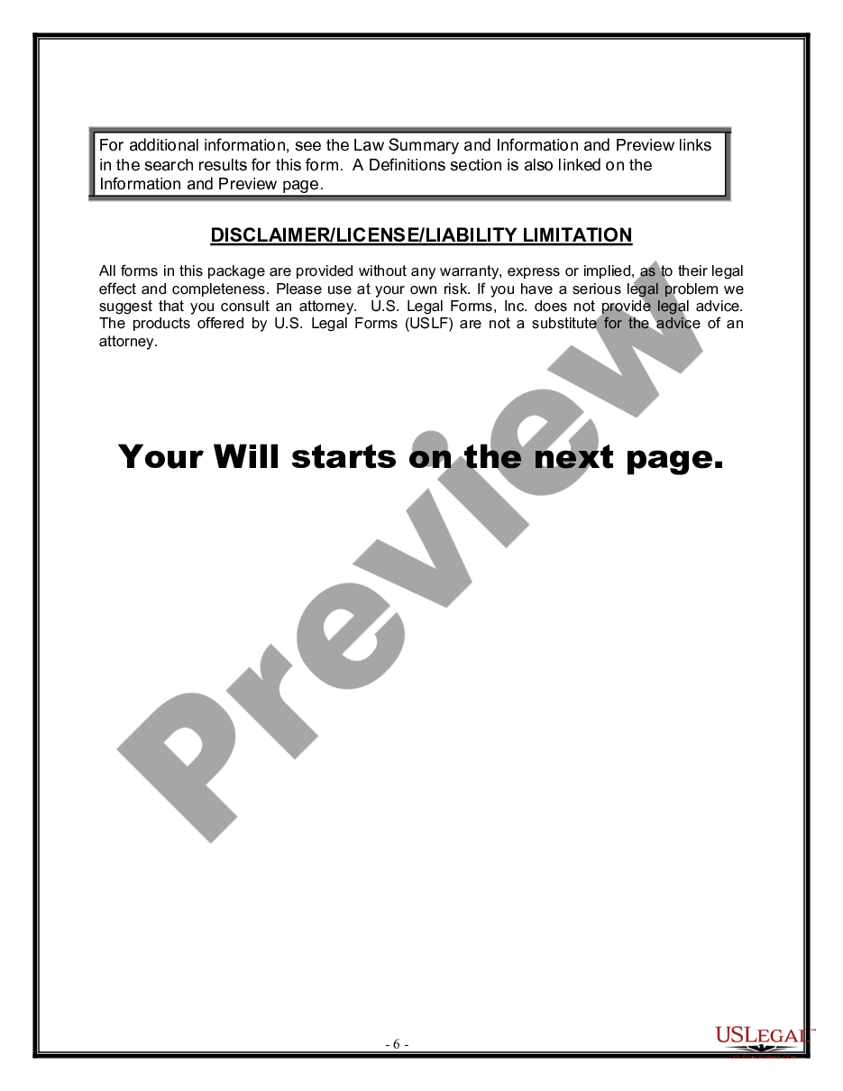 form Legal Last Will and Testament Form for Married person with Adult Children preview