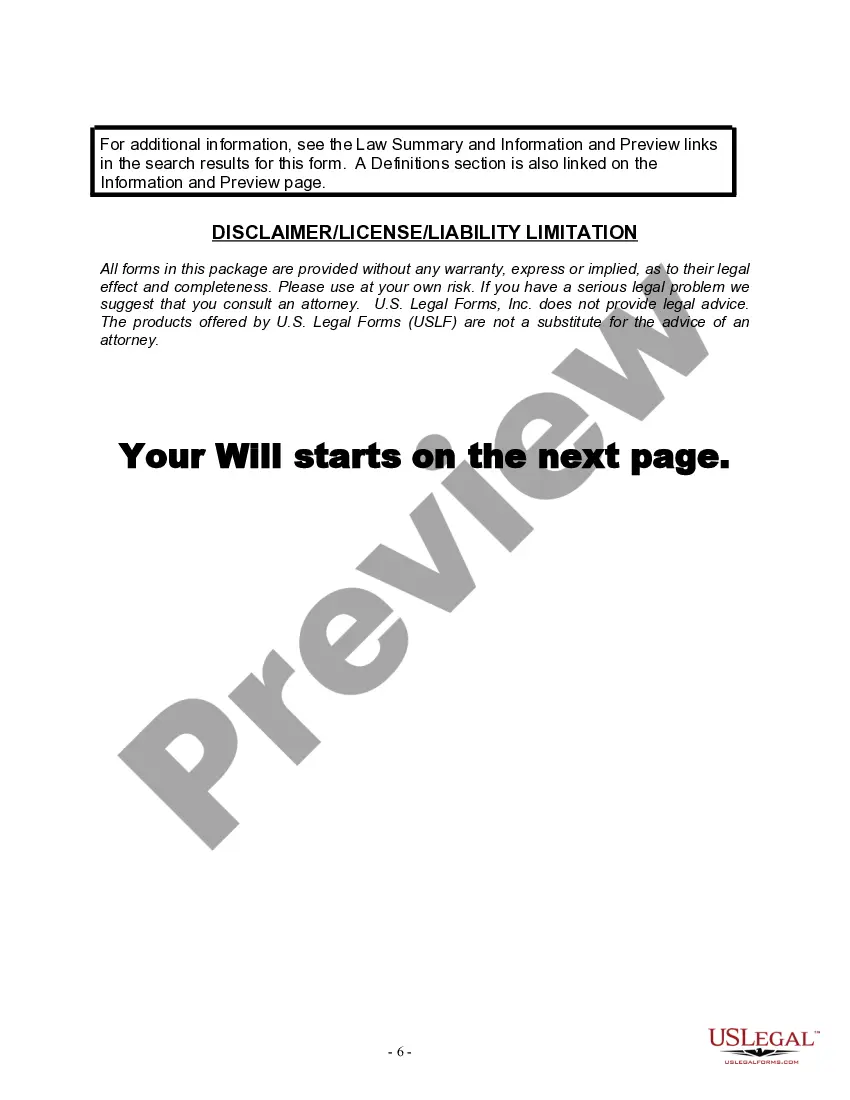 Preview Last Will and Testament for Married person with Adult Children