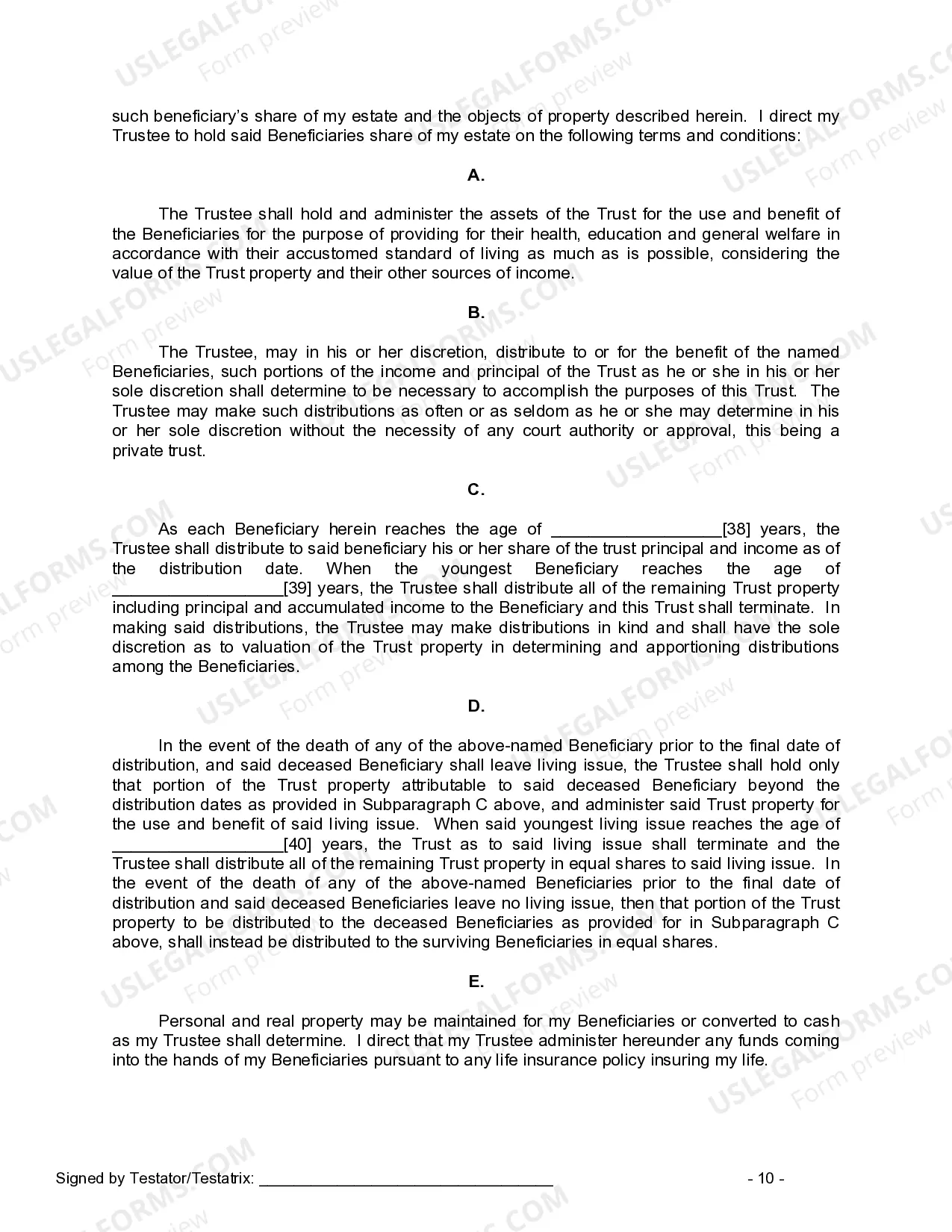 Preview Last Will and Testament for Married person with Minor Children