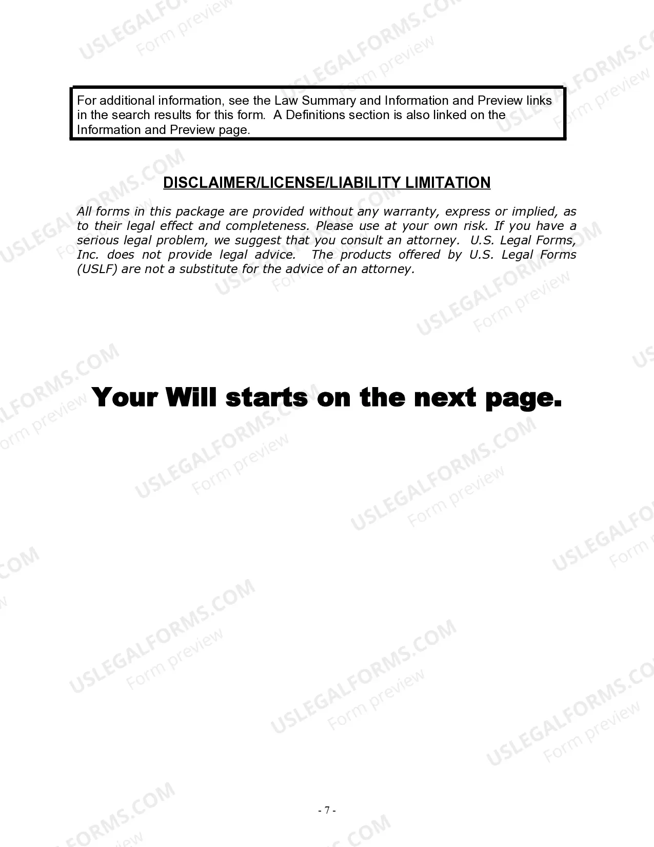 Preview Last Will and Testament for Married person with Minor Children