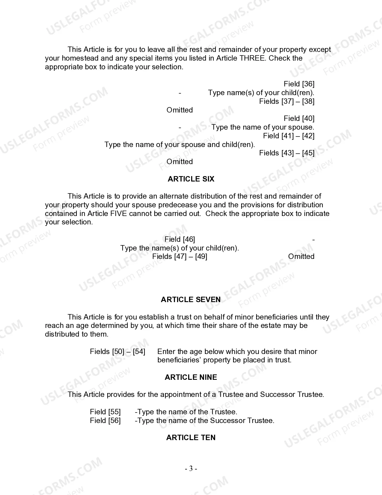 Preview Last Will and Testament for Married Person with Adult and Minor Children from Prior Marriage