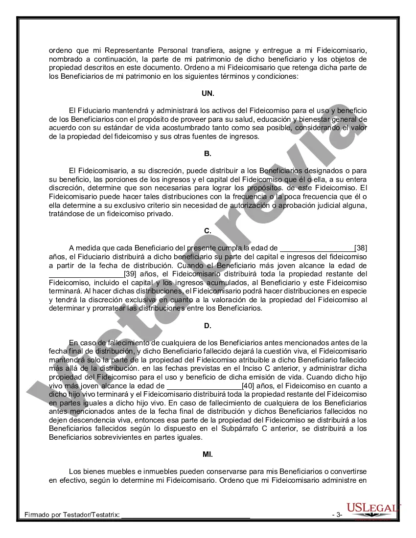 Preview Formulario Legal de Última Voluntad y Testamento para Persona Casada con Hijos Adultos y Menores