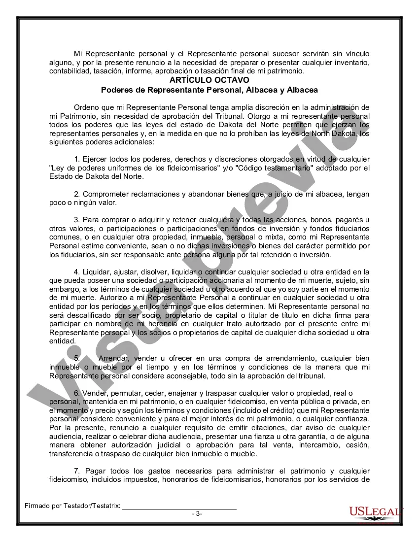 Preview Formulario de testamento y última voluntad legal para viuda o viudo con hijos adultos