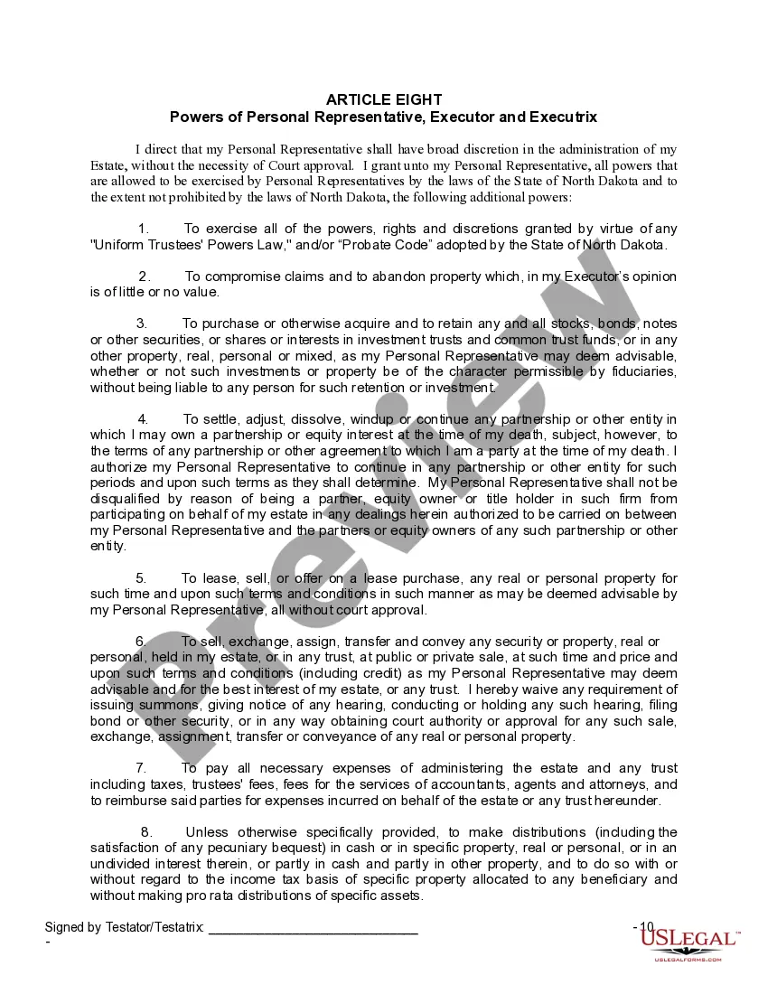 Preview Last Will and Testament for a Widow or Widower with Adult Children