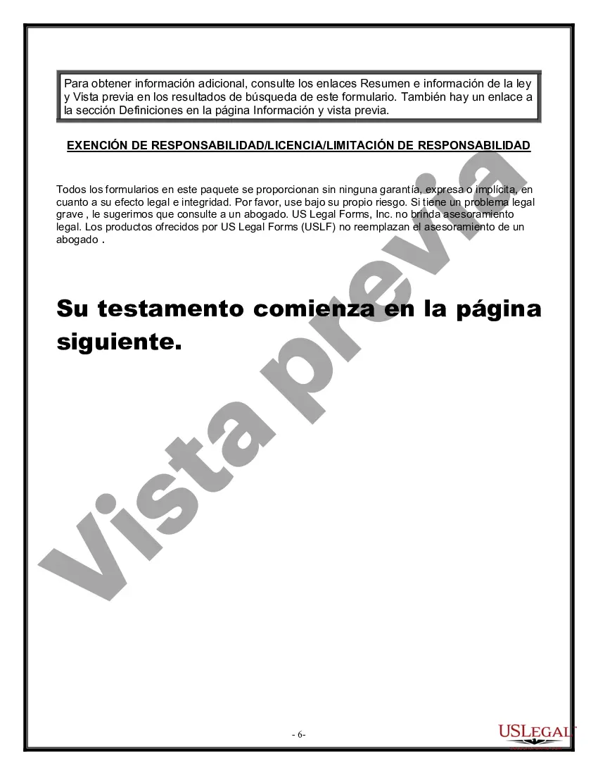 Preview Formulario Legal de Última Voluntad y Testamento para Viuda o Viudo con Hijos Menores