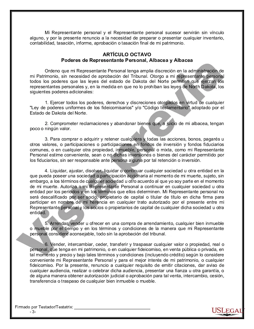 Preview Formulario de última voluntad legal para una viuda o viudo sin hijos