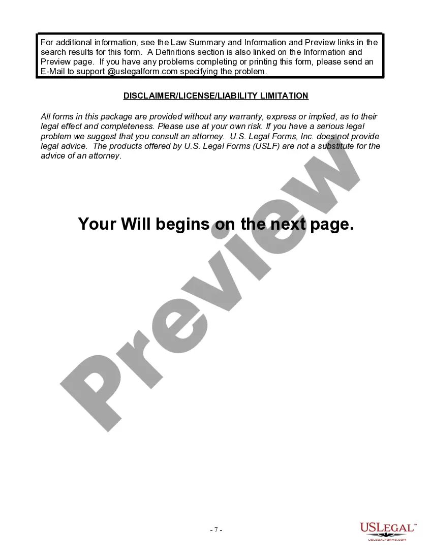 Preview Last Will for a Widow or Widower with no Children