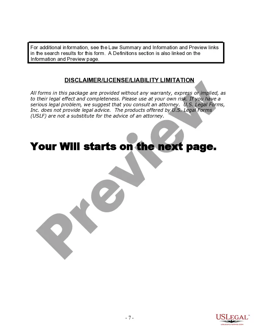 Preview Last Will and Testament for a Widow or Widower with Adult and Minor Children